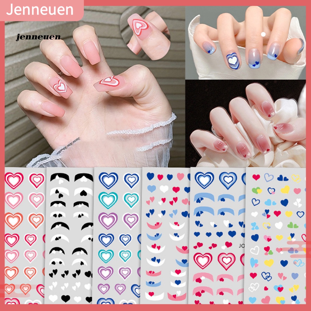 Miếng Dán Chuyển Màu Họa Tiết Trái Tim Trang Trí Móng Tay Nghệ Thuật Màu Sắc