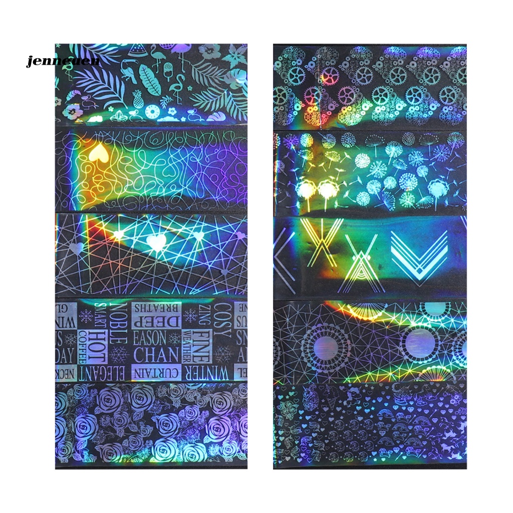 Set 10 Cuộn Giấy Foil Dán Trang Trí Móng Tay Cho Nữ Họa Tiết Ngôi Sao / Trái Tim