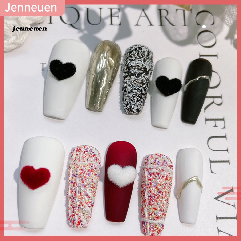 Bộ 20 Phụ Kiện Trang Trí Móng Tay Hình Trái Tim Phẳng Thời Trang Thu Đông