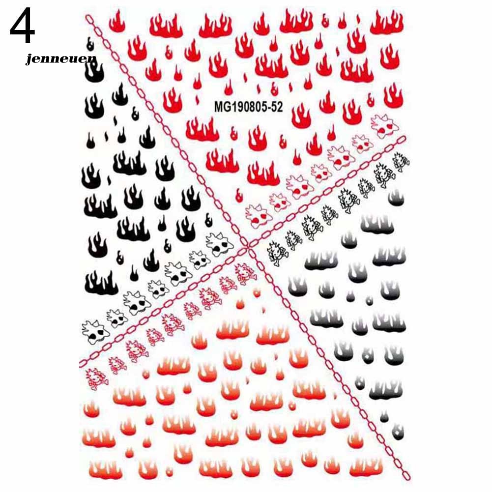 Miếng Dán Trang Trí Móng Tay In Họa Tiết Ngọn Lửa Laser Tháo Rời Được Tiện