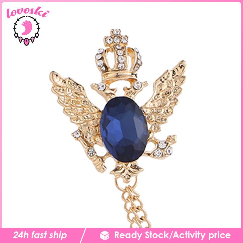 Ghim Cài Áo Hình Vương Miện Đính Đá Phối Dây Xích Tua Rua Trang Trí Đa Ứng Dụng Cho Nam