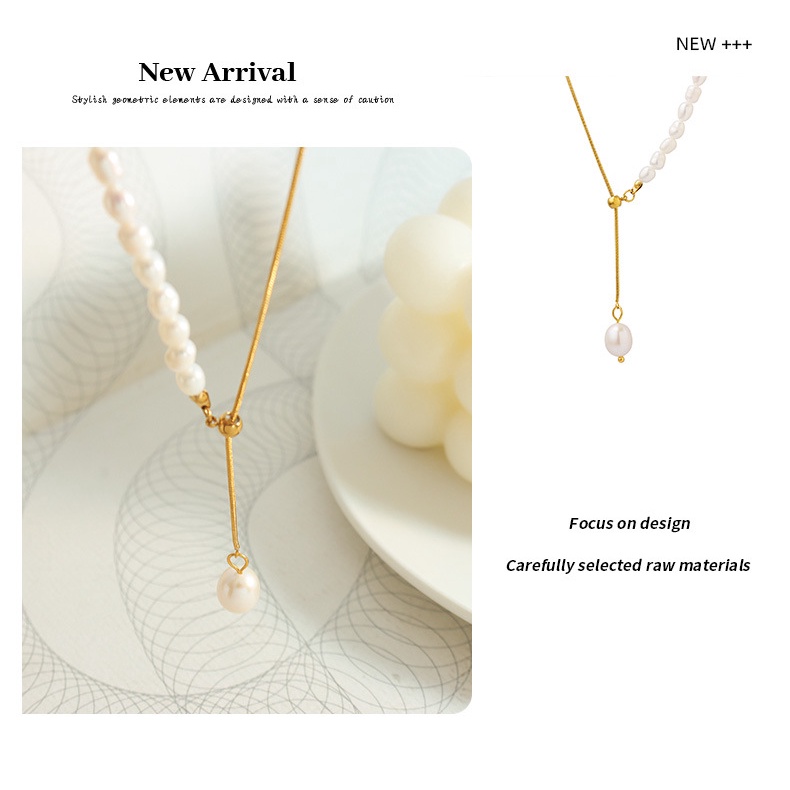 Vòng cổ Mạ Vàng Đính Ngọc Trai Sang Trọng Phong Cách Âu Mỹ