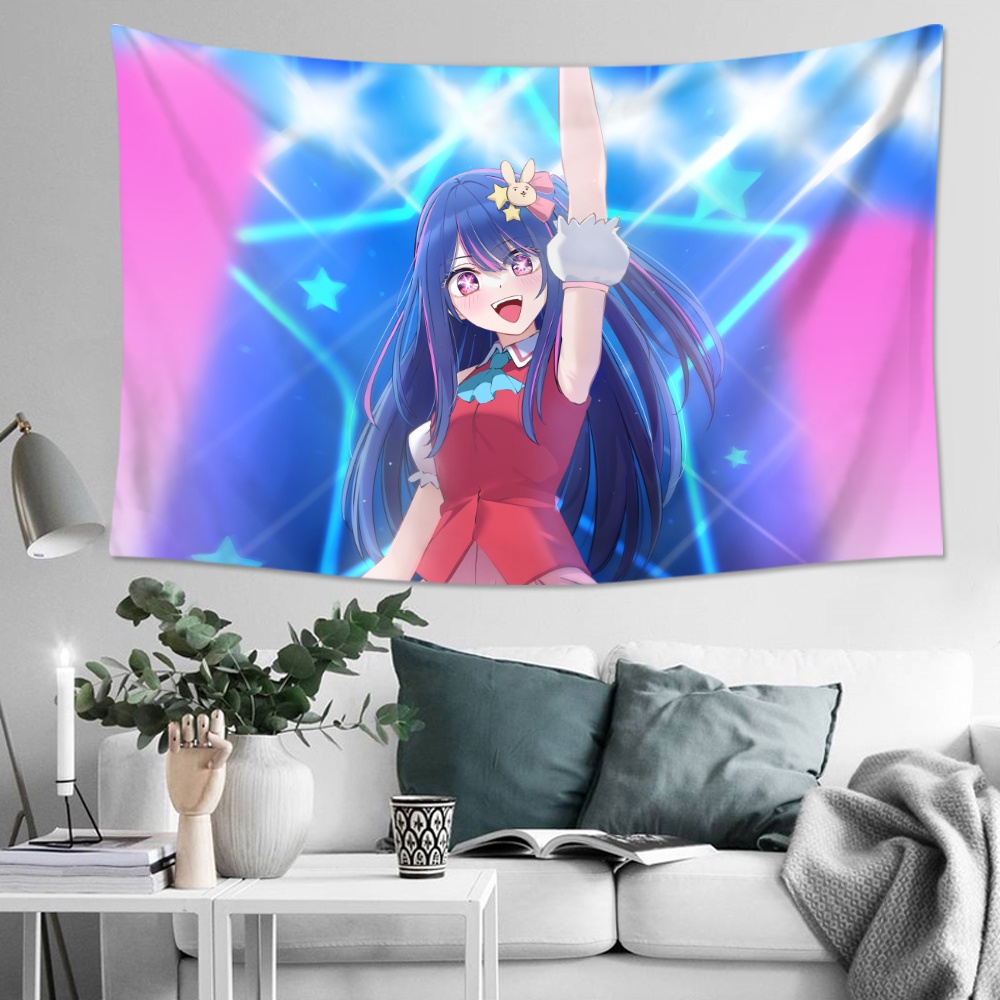 Thảm Treo Tường Trang Trí Phòng Ngủ In Hình OSHI NO KO Hoshino Ai Kèm Kẹp Chất Liệu Polyester