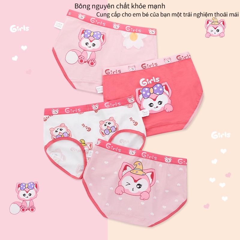 Quần Lót cotton Nhiều Màu Thoáng Khí Thoải Mái Cỡ Nhỏ Và Vừa In Họa Tiết Hoạt Hình Dễ Thương Cho Bé Gái