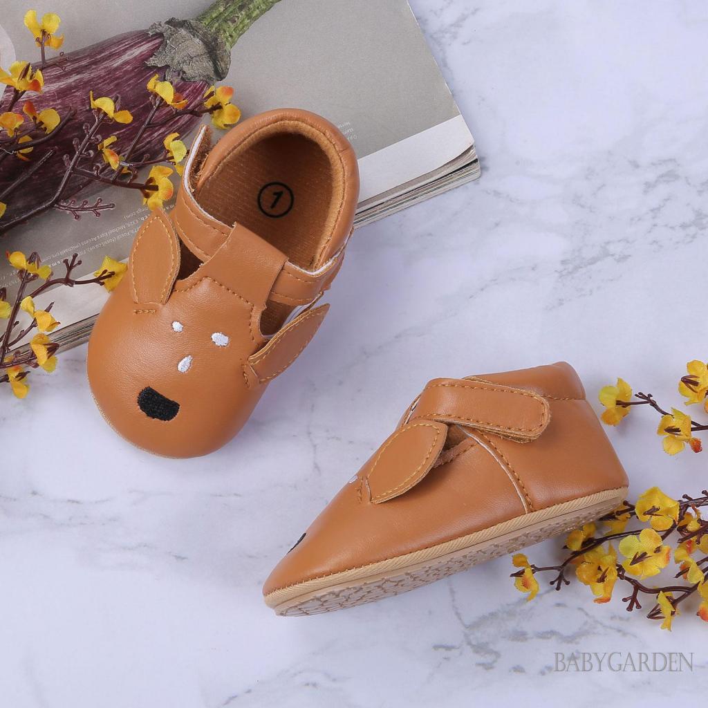 Giày Da Đế Mềm Chống Trượt Họa Tiết Động Vật Xinh Xắn Cho Bé