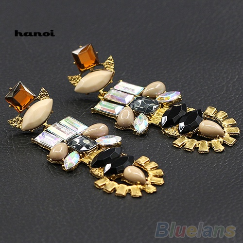 Đôi Khuyên Tai Dài Đính Đá Phong Cách Retro Thời Trang Cho Nữ