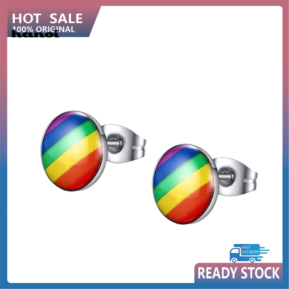 Khuyên Tai Tròn Màu Sắc Cầu Vồng Thời Trang Cá Tính Dành Cho Nữ