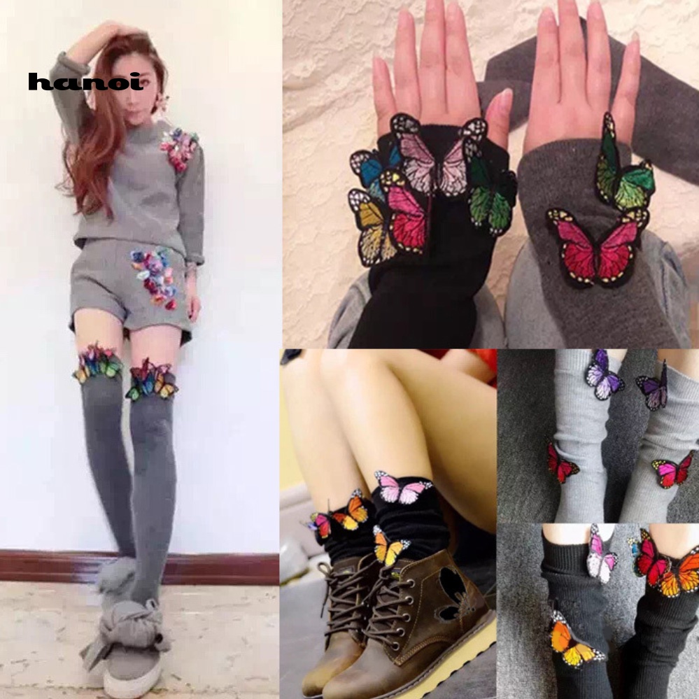 Set 10 Miếng Dán Trang Trí Quần Áo Hình Bướm Xinh Xắn