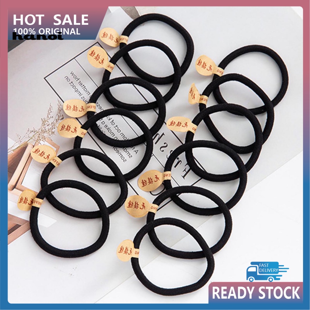 Dây Buộc Tóc Dày Dặn Màu Đen Độ Co Giãn Cao Không Đường May Chống Mài Mòn Cho Nữ