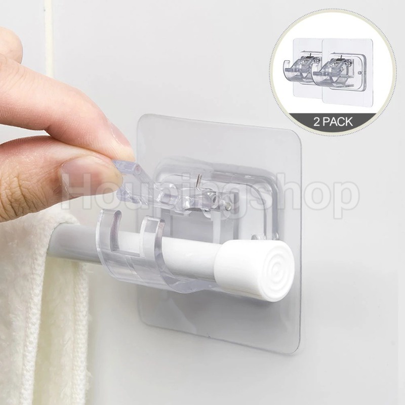 Bộ 2 Giá Đỡ Thanh Treo Rèm Cửa Nhà Tắm Có Giác Hút Tiện Dụng