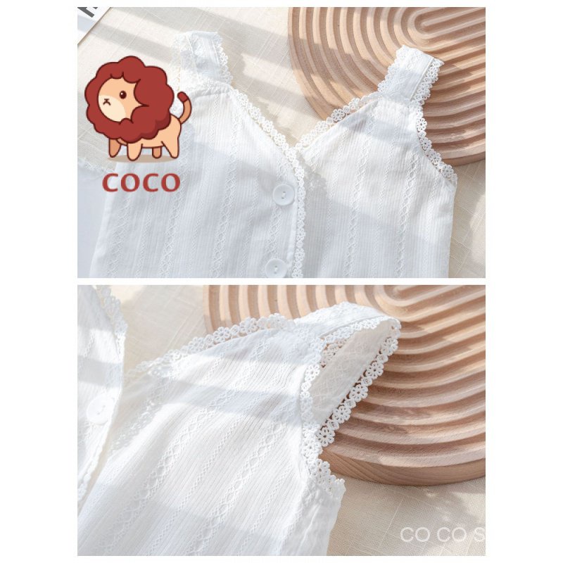 Áo Thun Không Tay Phối Ren Phong Cách Phương Tây Thời Trang Mùa Hè Mới 2023 Dành Cho Bé Gái