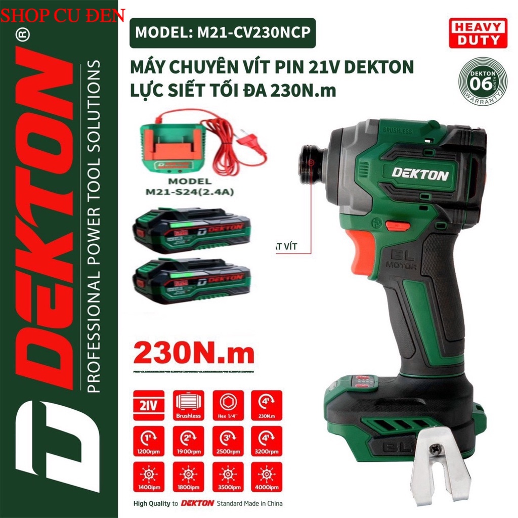 THÂN MÁY CHUYÊN VÍT DEKTON SỬ DỤNG CHÂN PIN MAKITA 230Nm M21-CV230NCP cu đen