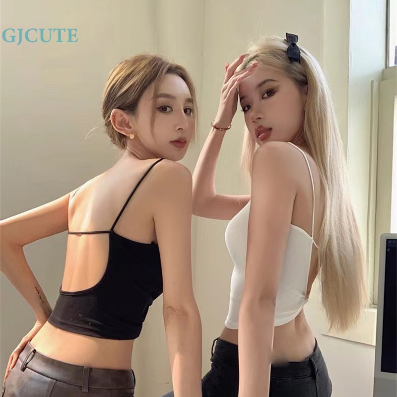 Áo Hai Dây Mùa Hè Y2K Mỏng Màu Trơn Hở Lưng Gợi Cảm Cho Nữ