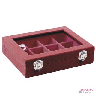 12 Slot Earrings Ring Jewelry Display Tray Organizer Velvet Storage Case Box