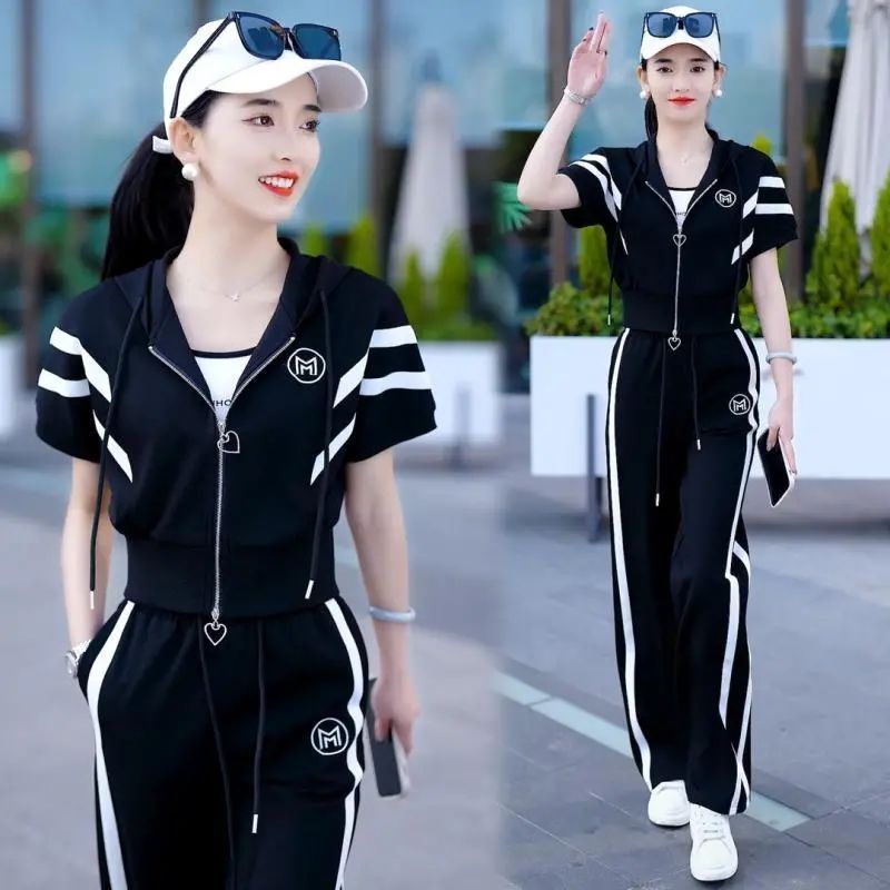 Bộ Đồ Thể Thao Chạy Bộ Có Mũ Trùm Thời Trang Mùa Hè Cho Nữ