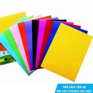 Giấy bìa màu a4 mịn đẹp màu trắng/ xanh lá/ xanh dương/ vàng/ hồng