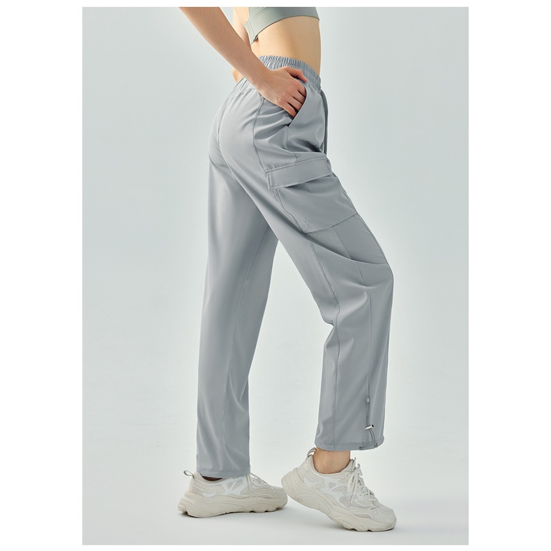 Quần Thể Thao Lưng Cao Dáng Rộng Co Giãn Cao Khô Nhanh Cho Nữ Chạy Bộ Ngoài Trời