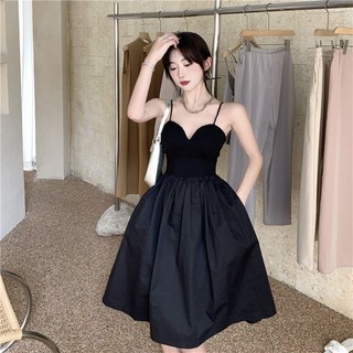 Đầm Hai Dây Dáng Ôm Phong Cách Hepburn Thời Trang Mùa Hè 2023 Màu Đen Quyến Rũ Dành Cho Nữ