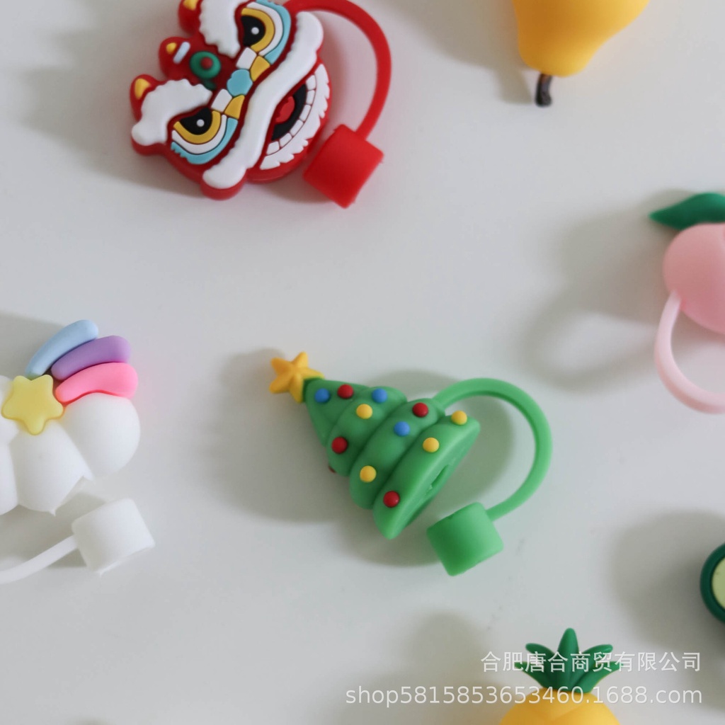 Ống Hút Thủy Tinh Starbucks 6-8mm Họa Tiết Sư Tử Dễ Thương Có Thể Tái Sử Dụng Cho Halloween / Giáng Sinh / Giáng