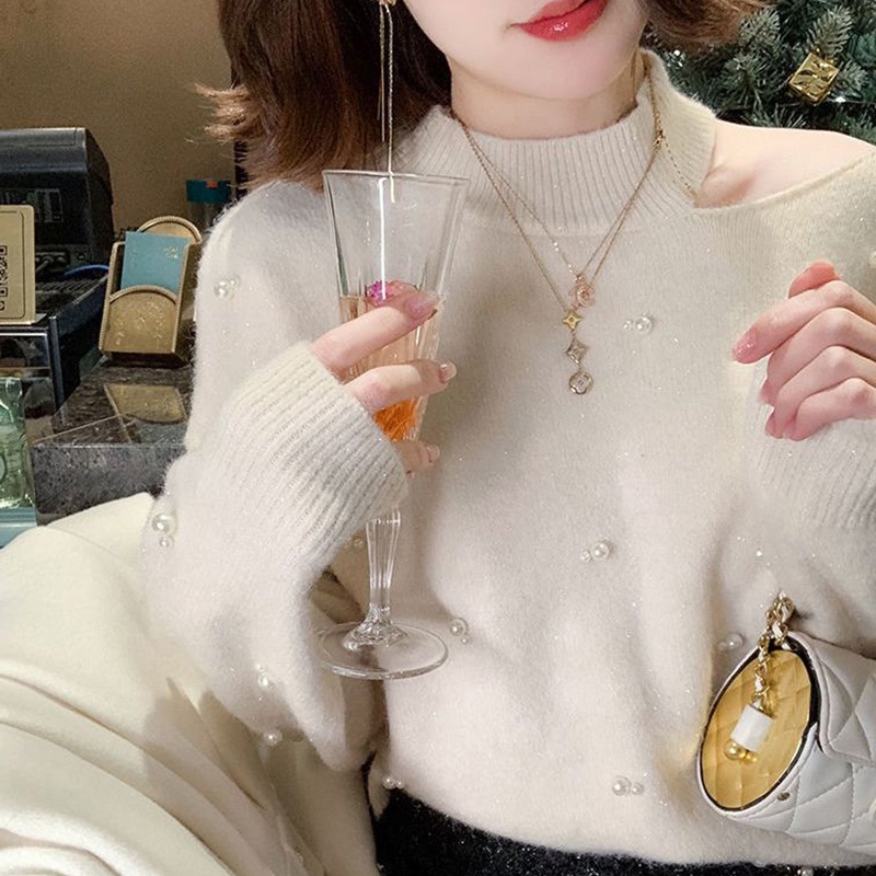 Multiplication half turtleneck sweater women 2023 phong cách mới bầu không khí giáng sinh năm mới áo len đỏ kiểu pháp phong cách phương tây quây hàng đầu q