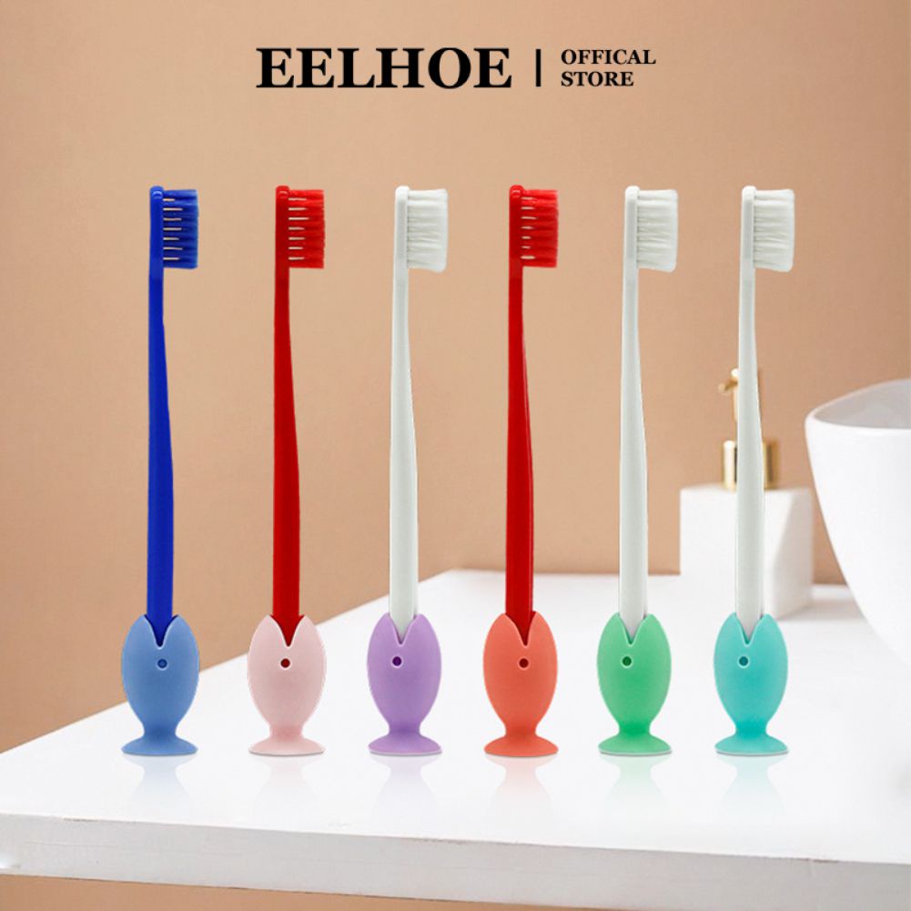 Giá đỡ bàn chải đánh răng đứng dễ thương Eelhoe Cover Cap Stand Giá đỡ bàn chải đánh răng có cốc hút Vỏ bảo vệ du lịch di động Hình con cá Cốc hút silicone Giá đỡ bàn chải đánh răng