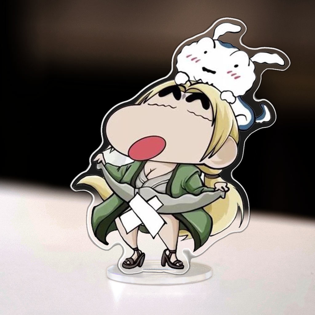 Mô hình đứng standee bằng arcrylic Shin Cậu Bé Bút Chì x Naruto Anime Manga decor góc học tập để bàn làm việc cao 8cm