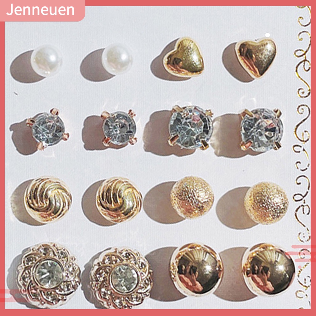 Set 12 Đôi Khuyên Tai Đính Ngọc Trai Nhân Tạo Phong Cách Hàn Quốc