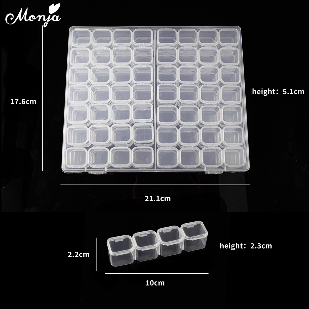 Monja Hộp Nhựa 112 Ngăn Đựng Phụ Kiện Làm Móng Kim Cương Đa Năng Hình Chữ Nhật