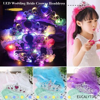 Đèn led phát sáng eutus|đèn led đội đầu 4 màu|vương miện công chúa phát sáng