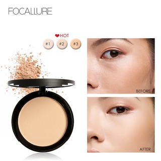 Phấn phủ dạng nén trang điểm FOCALLURE 3 màu tùy chọn kèm bông trang điểm 70g/1 hộp