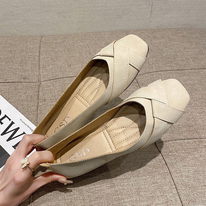 Prowow❤Giày Búp Bê Da Mềm Đế Bằng Thời Trang Cho Nữ