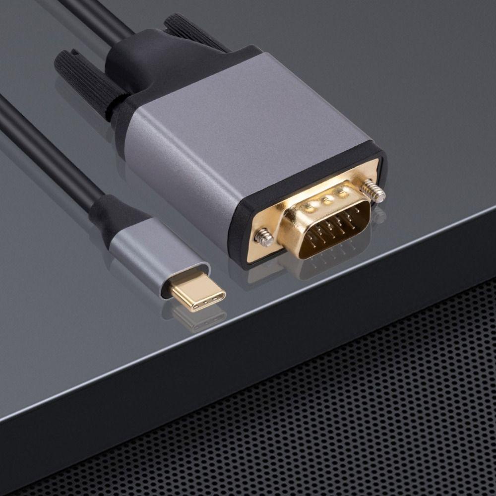 Dây Cáp Nối Dài 1.8M Đầu Type-C Sang VGA Bằng Hợp Kim Nhôm 3.1 24pin 10Gbps Tiện Dụng Cho Màn Hình / Máy Chiếu / TV / Laptop