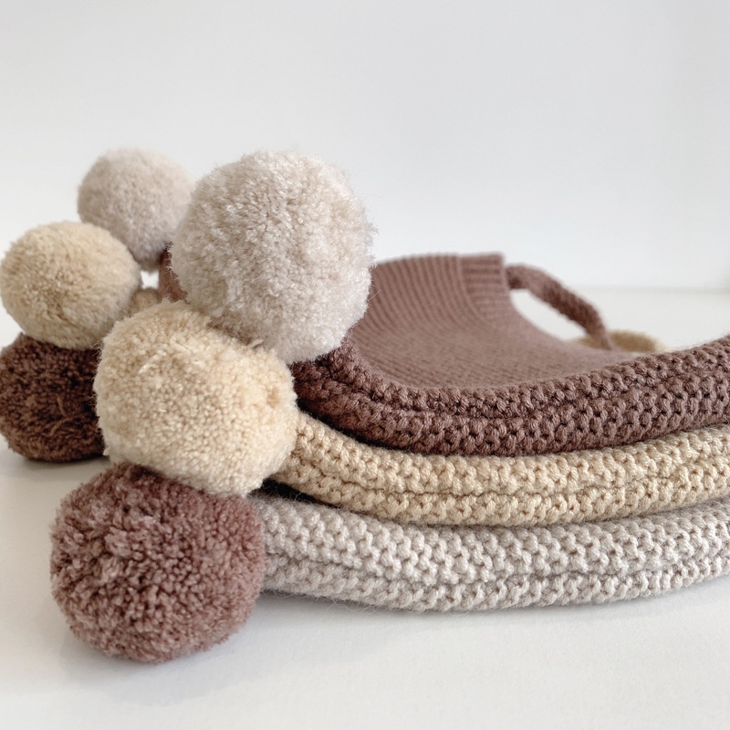 Mũ Beanie Dệt Kim Mềm Mại Màu Trơn Giữ Ấm Mùa Đông Cho Bé