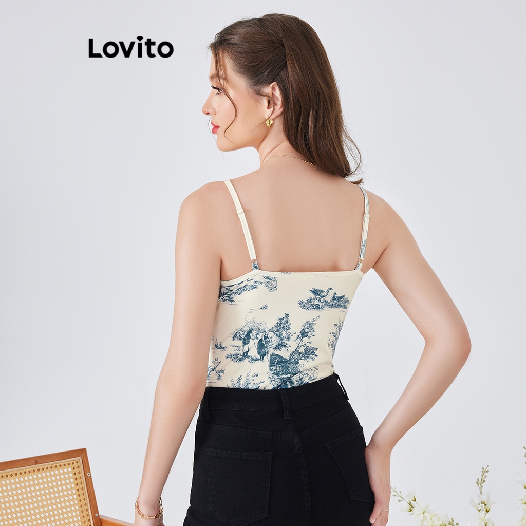 Áo liền quần Lovito phong cách thường ngày in họa tiết dành cho nữ L54ED065