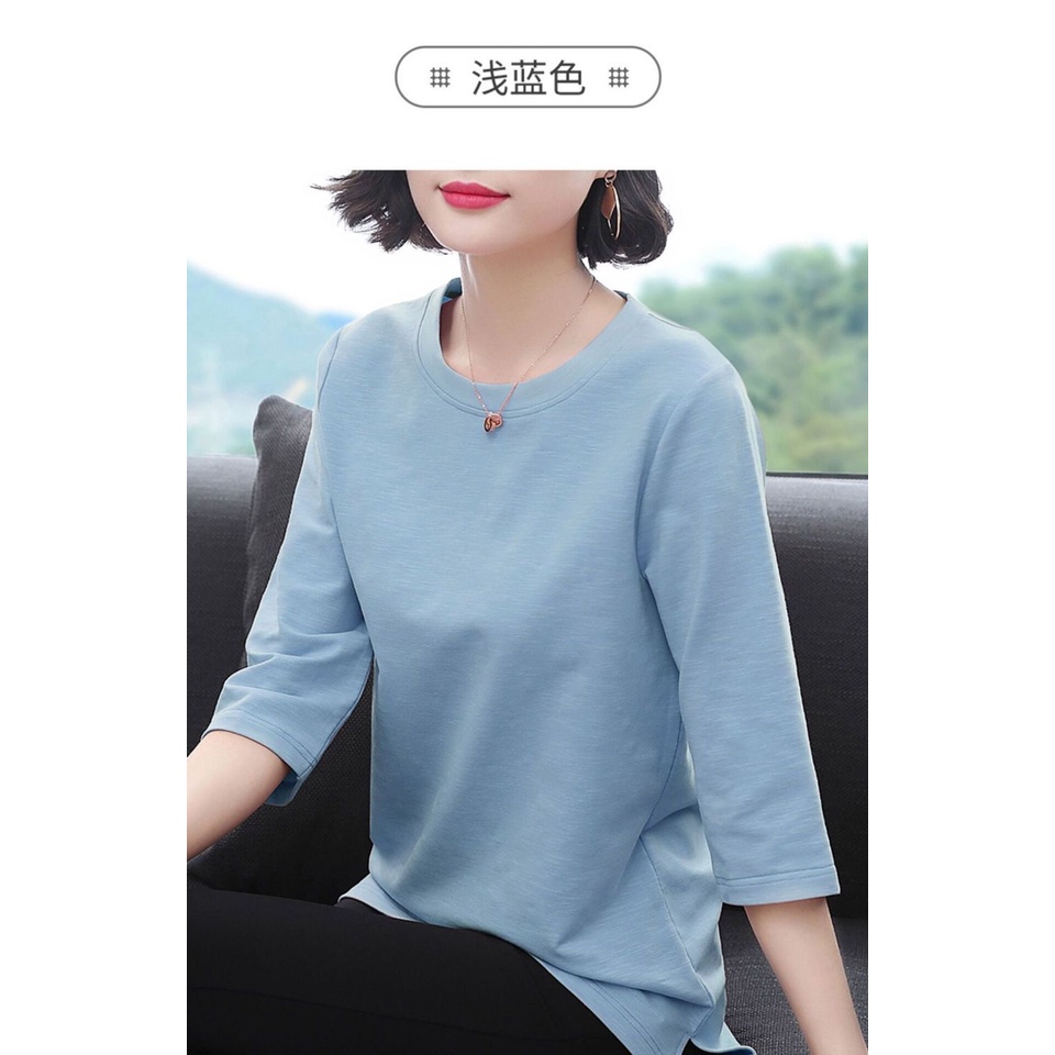 Áo Thun Tay Dài Mùa Thu / Size Lớn Phong Cách Mới / Mặc Cho Phụ Nữ Trung Niên / Dáng Rộng / Dài Tay