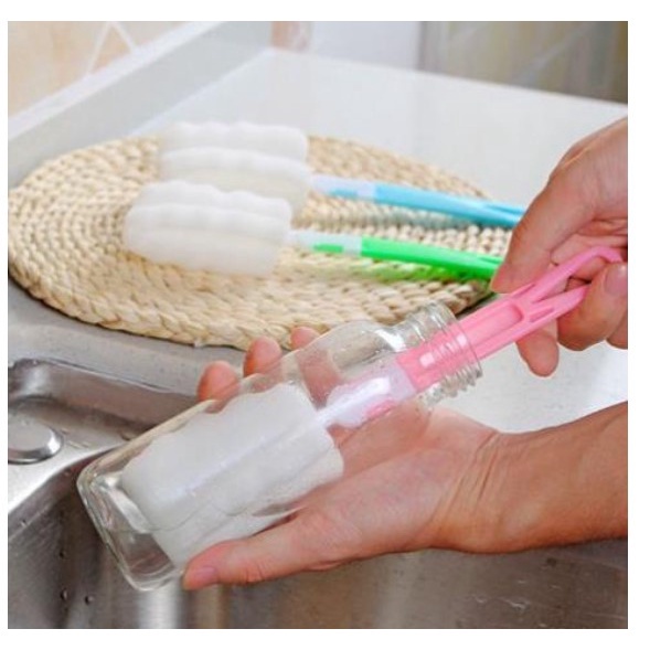 Dụng cụ cọ rửa bình sữa cho bé, cọ rửa bình sữa, cốc chén đầu mút xốp đa năng -Fashinrandy