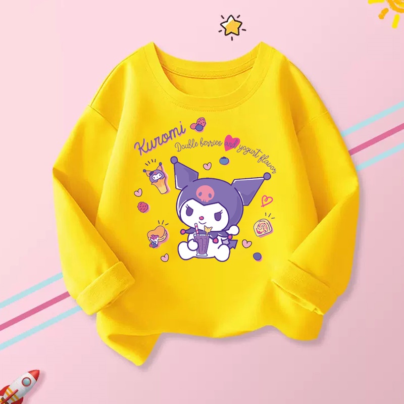 Áo Thun Tay Dài In Hình Kuromi Dễ Thương Cho Bé Gái