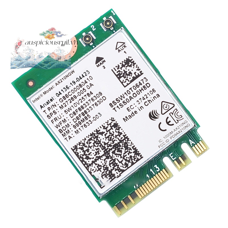 Thẻ WiFi 6E Intel AX210 Bluetooth 5.2 M.2 AX210NGW 2.4Ghz 5Ghz 6Ghz 5374Mbps 802.11A AX200 Chuyên Dụng