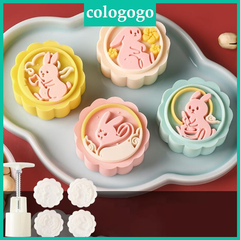 Khuôn Nhựa Làm Bánh Trung Thu Hình Thỏ 1Php Và 4 Con Dấu Cho Bé