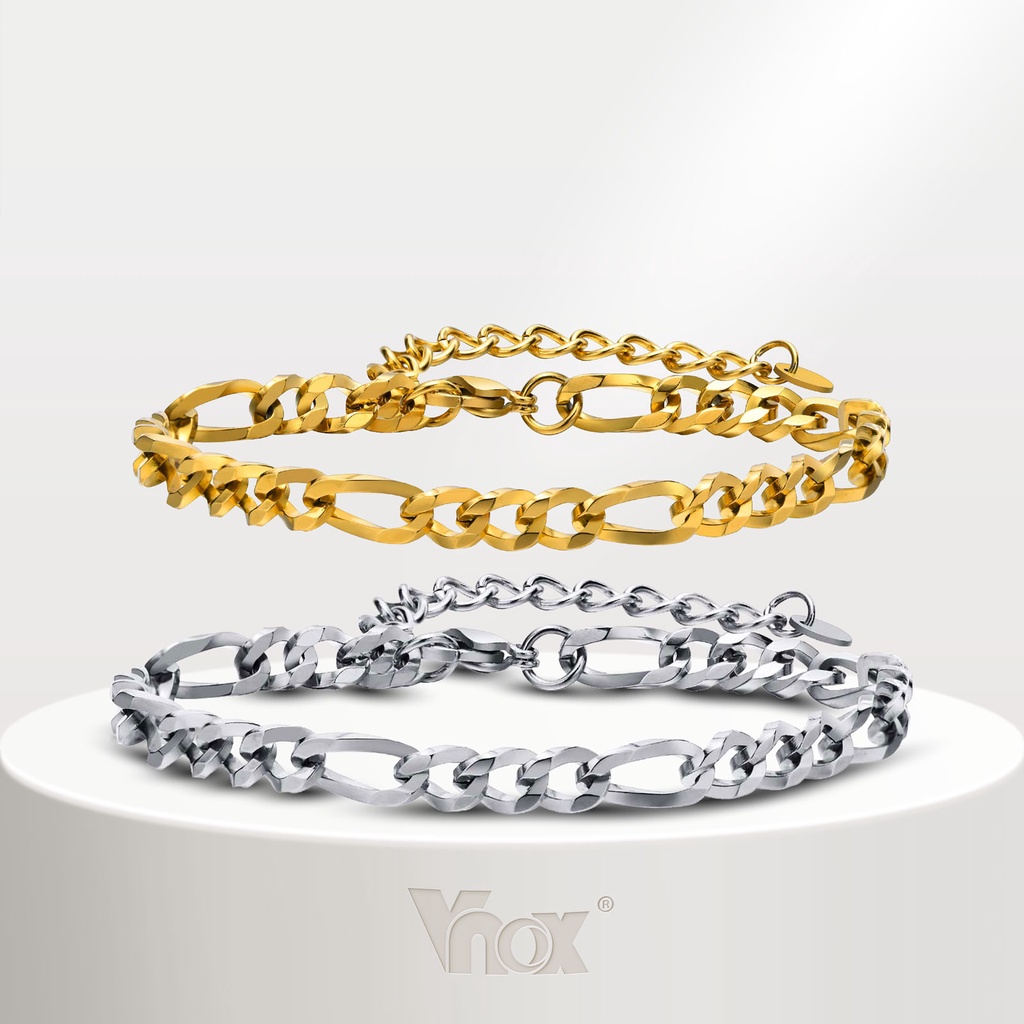 Vòng Tay Mắt Xích Bằng Thép Không Gỉ Xếp Chồng Đơn Giản 5.5MM Màu Vàng / Bạc Cho Nam Và Nữ