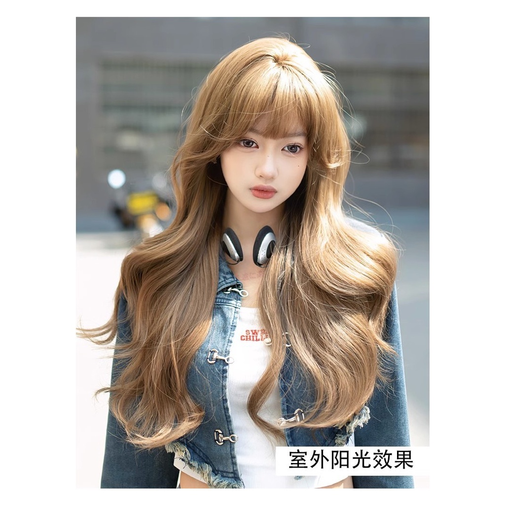 Bộ Tóc Giả Dài Xoăn Gợn Sóng Màu Sáng Phong Cách lolita
