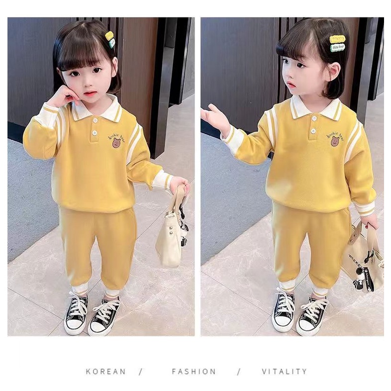 Bộ Áo Sơ Mi Dài Tay Kèm Quần Dài Phong Cách Phương Tây Thời Trang Xuân Thu Cho Bé Gái 90-140CM