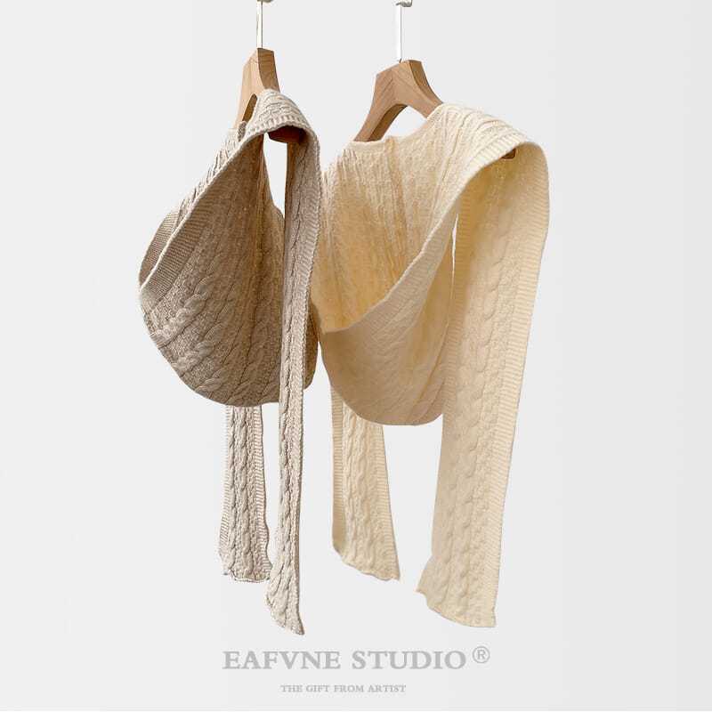 Mùa thu phong cách mới khăn choàng trùm đầu của phụ nữ bên ngoài dệt kim thắt nút áo ghi lê vai