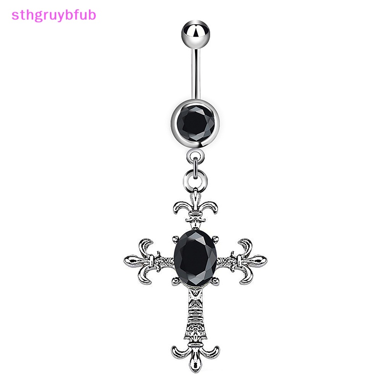 Sthb thép không gỉ cross dangle nút thắt lưng vòng thời trang punk mát rốn móng tay cho phụ nữ pha lê rhinestone trang sức cơ thể vn
