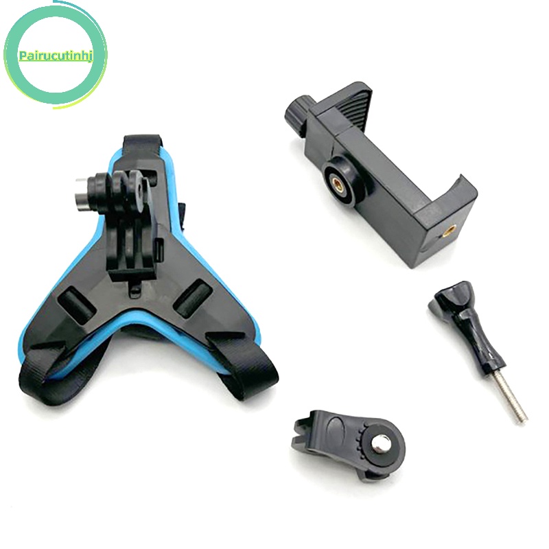 Pairhj mũ bảo hiểm xe máy giá đỡ dây đeo cằm có kẹp điện thoại tương thích cho gopro hero 5/6/7 action sport camera full face holder vn