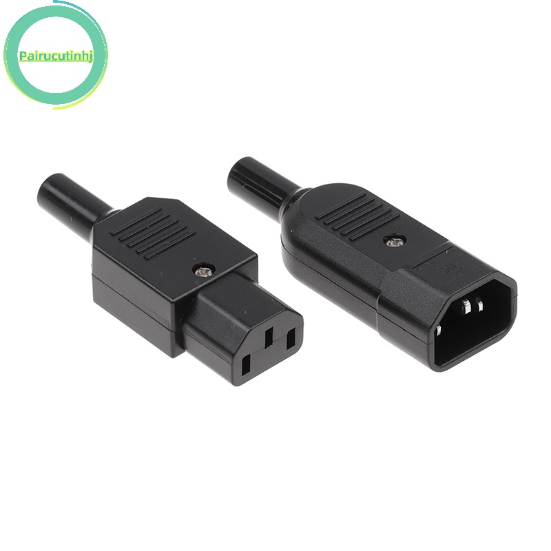 Pairhj 1pc 16a 250v đầu nối phích cắm cáp thẳng c13 c14 3 pin nữ đầu cắm nam vn