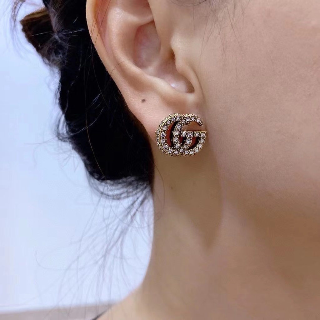 Gucci bông tai titan thép chữ logo vòng đeo tai stud bông tai trang sức của phụ nữ
