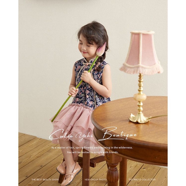 Đầm Sườn Xám Phong Cách Trung Hoa Mới Cho Bé Gái Size 110-150