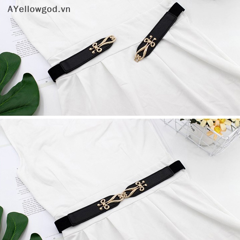 Ayellowgod thời trang dây thắt lưng đàn hồi thanh lịch cummerbund phụ nữ váy khóa thắt lưng dây đeo eo vn