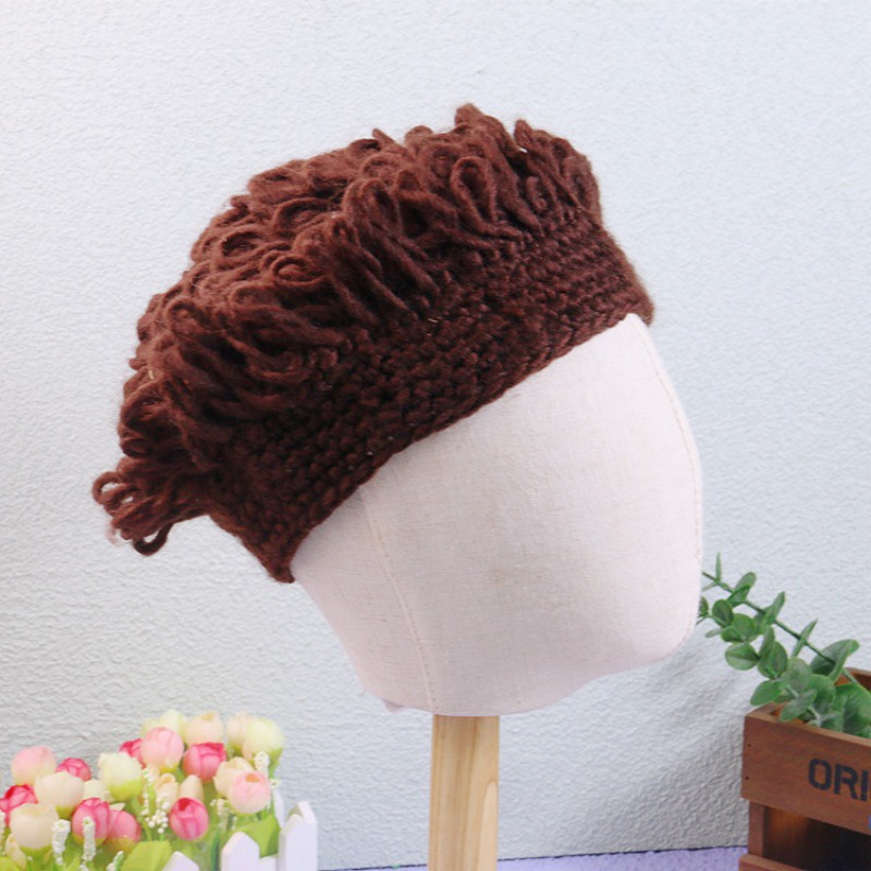 Nón mũ tóc xoăn dễ thương nam và nữ tóc giả trẻ em đầu nổ cá nhân hóa mũ len vui nhộn
